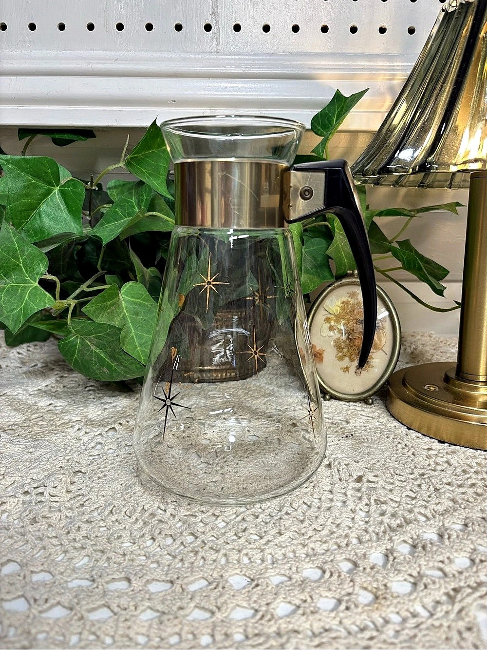Corning Atomic Starburst Coffee Carafe Clear & Gold
